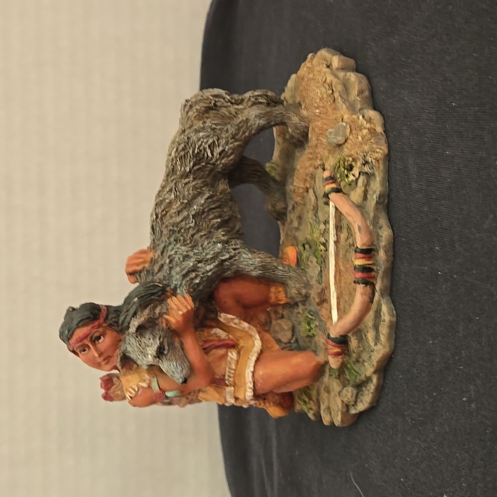 Native American Wolf Resin Figurine - Beautifully Crafted & Detailed